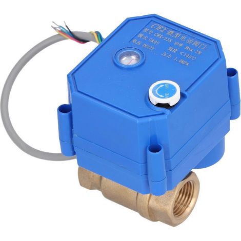 Elektrisches Kugelventil BSP Mini, Messing, motorisiert, 5-adrig, DC 12 V, mit Schaltanzeige