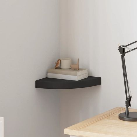 Étagère d'angle flottante, noire, 25 x 25 x 3,8 cm, MDF (1/5)