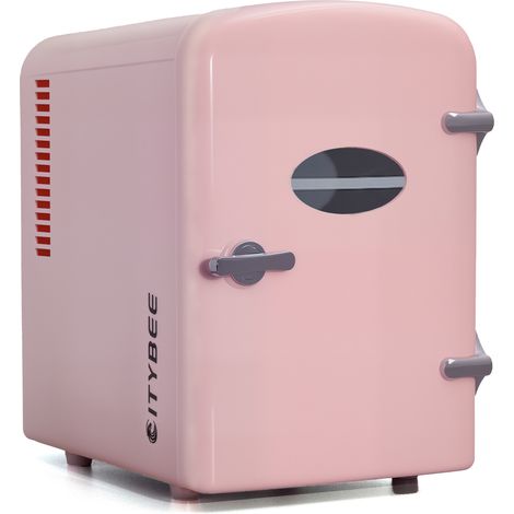 GBLY Mini Kühlschrank Fridge 4L - Kühlschränke klein 12V 230V Läuft Leise Geeignet für Getränke Kosmetik Essen - Minikühlschrank ideal für Auto Zimmer Camping Wohnmobil Büro und Reisen (Rosa)