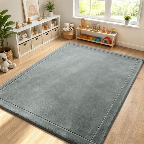 Tapis d'éveil en Mousse à mémoire de Forme - 200 x 150 x 2,5 cm - Dessous Doux antidérapant - Pliable - pour Salon, Chambre d'enfant, Parc - Tatami - Gris foncé (1/5)