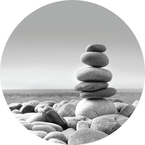Papier peint intissé auto-adhésif rond  Thème Pyramide de pierres Zen - 140 x 140 cm (1/5)