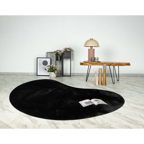 Joy - tapis organique - fausse fourrure - noir (1/5)