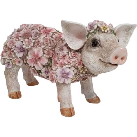 Dekofigur Blumenschwein stehend 18 x 14 x 33 cm (1/2)
