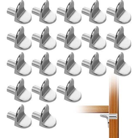 20 Pieces Shelf Support Pegs, Nickel-Plated Metal L-Shaped Support Pegs for Cabinets, Bookshelves, Shelves (1/5)