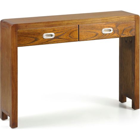 Console en bois massif de Mindy marron 2 tiroirs SOKY 110cm (1/3)