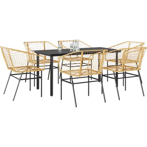 Ensemble à manger jardin 7 pcs-Salon de jardin marron rpoly otin verre 233494 (1/5)