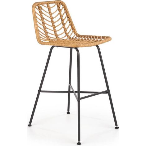 Chaise de bar en rotin synthétique avec structure en acier noir RATTAN (1/5)
