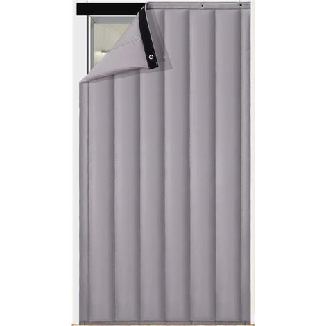 90x210cm Gris Argent Thermique Isolation Phonique Rideau De Porte, Épaissir PU Panneaux De Imperméable Rideau De Partition De Climatiseur Chambre (1/5)