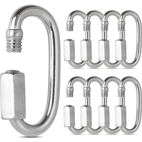 16 Stück Schnellverbindungs-Karabiner M4 aus Edelstahl 304 mit Verriegelungsmechanismus, D-Form, Mini-Karabiner mit Schraube für Zubehör zum Wandern, Campen, für Outdoor- und Indoor-Aktivitäten (1/5)