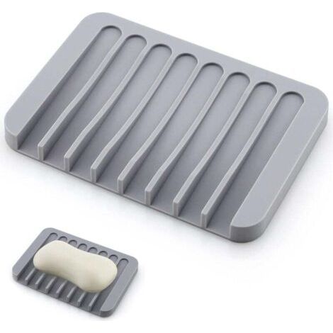 (Gris) 1 porte-savon en silicone pour salle de bain, porte-savon de cuisine, porte-savon de douche, salle de bain, cuisine