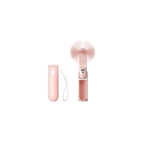 Mini-Handventilator mit 3-in-1-Funktion, wiederaufladbar, batteriebetrieben (14–21 Stunden Laufzeit), mit Powerbank- und Taschenlampenfunktion – pink (1/5)