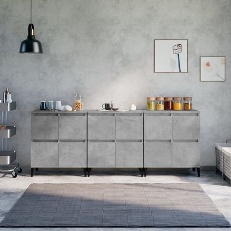 Lot de 3 Buffets Vintages,Enfilades gris béton 60x35x70 cm bois d'ingénierie -TZ62124 (1/5)