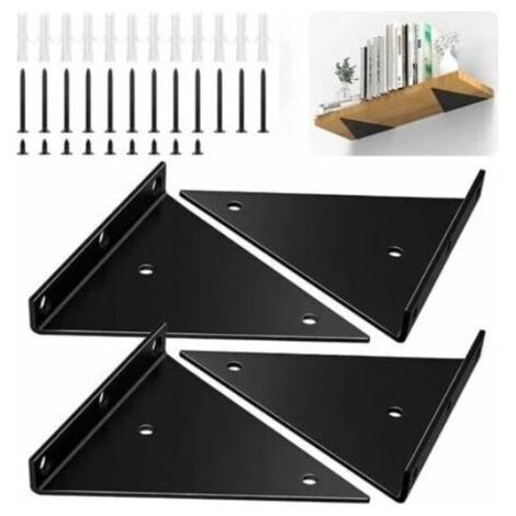 Supports de fixation murale en fer lourd – Lot de 4 – Capacité 100 livres – Dimensions 140x130x27 mm – Installation facile avec vis fournies (1/4)
