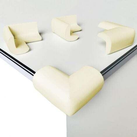 [Lot de 10] Protections d'angle de table, protections d'angle en mousse souple pour bébé, protections d'angle antichoc à angle droit pour tables et meubles pointus (sans odeur), blanc cassé (1/4)