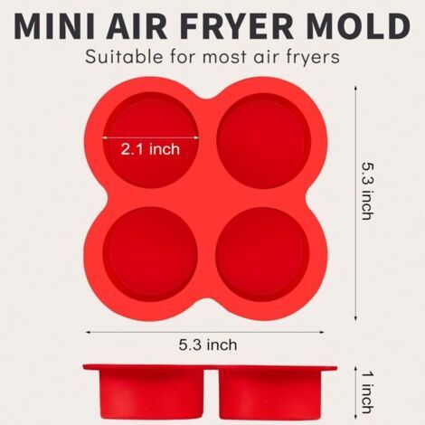 Moule à œufs monobloc, compatible avec les friteuses à air chaud  moule à mini-muffins ronds à 4 cavités  moule de cuisson en silicone, compatible avec les fours, les friteuses à air chaud et les uste (1/3)