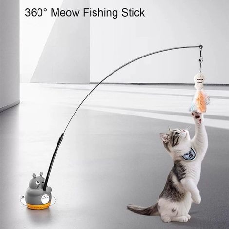 Juguete para gatos Dragón, Palo giratorio de 360 grados para gatos locos, Campana con forma de cabeza de pez pequeña de alambre, 1 pieza (1/5)