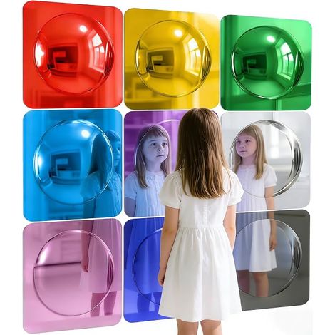 9 pièces de plaques de miroir à bulles bombées, équipement sensoriel, équipement pour salles sensorielles, miroirs sensoriels en acrylique, panneaux muraux sensoriels pour coins de (1/5)
