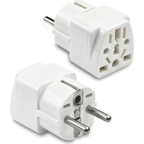 Lot de 2 adaptateurs prise universelle 16A, adaptateur voyage prise anglaise USA Japon vers prise Europe France (1/5)