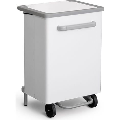 Pattumiera Per Raccolta Differenziata 47x37xh70 cm In Acciaio Verniciato a Pedale Bianco (1/2)