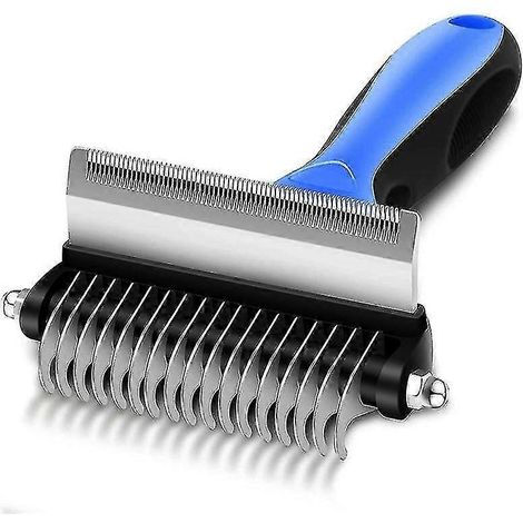 Peigne-râteau pour chien 2 en 1, sûr, double face, manche confortable, petite brosse (1/5)