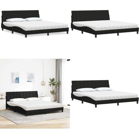 vidaXL Bett mit Matratze Schwarz 180x200 cm Stoff (1/5)