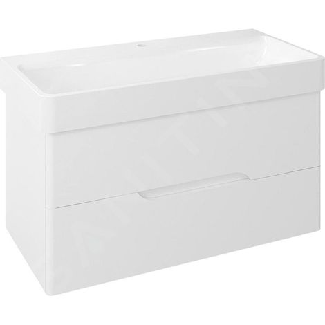 MEDIENA Meuble sous-vasque 96x51x48,5cm, blanc mat/blanc mat (1/5)