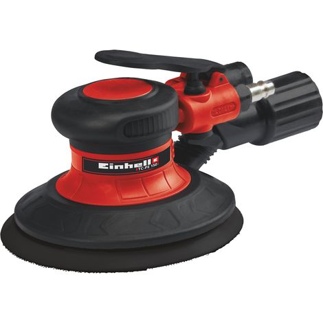 Einhell Druckluft-Exzenterschleifer TC-PE 150 (150 mm Schleiftellerdurchmesser, stufenloser Regulierungshebel, inkl. 6 Schleifpapieren, Stecknippel, Spannschlüssel)