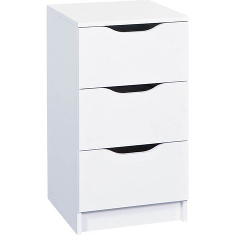 Altobuy – Chiffonnier 3 tiroirs blanc – Dimensions 41 x 40 x H71 cm – Structure panneaux de particules – Glissières métalliques (1/5)