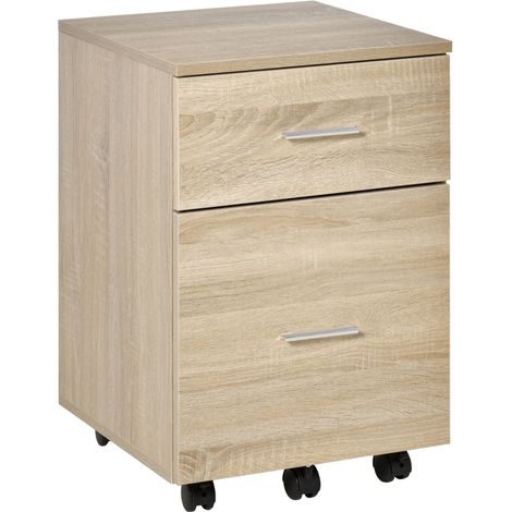 Cajonera de Escritorio con 2 Cajones Ruedas Archivador Móvil para Archivos A4 o Cartas 39,5x39x58,5 cm Roble (1/5)
