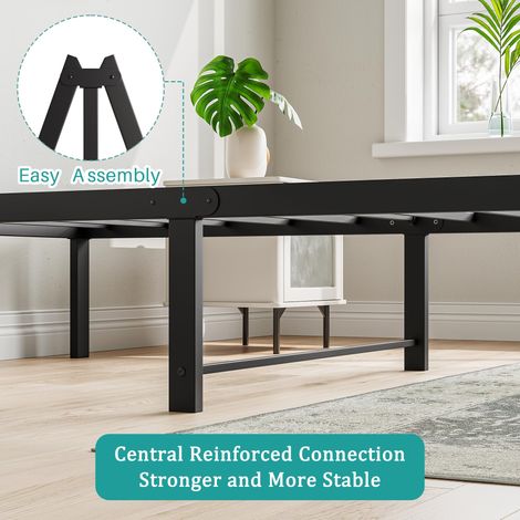 Cadre de lit 90x200 cm en métal, sommier plateforme stable, silencieux, montage facile, sans sommier à ressorts, idéal pour couples et chambre d'amis. (1/5)
