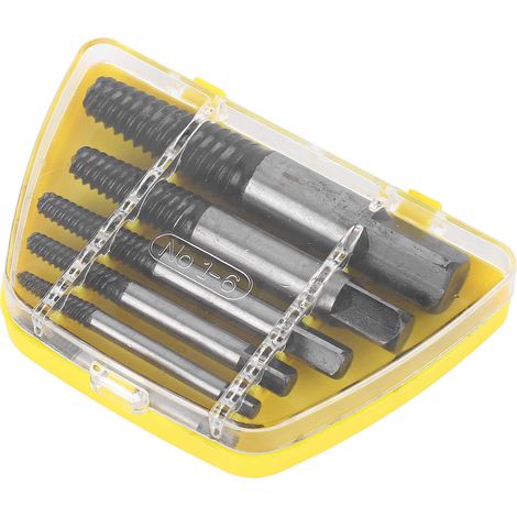 6-teiliges Set zum Ausdrehen beschädigter Schrauben mit gelber Aufbewahrungsbox, Ausdreher für abgenutzte Stahlschrauben für Heimwerker-, Kfz- und mechanische Reparaturen (1/5)
