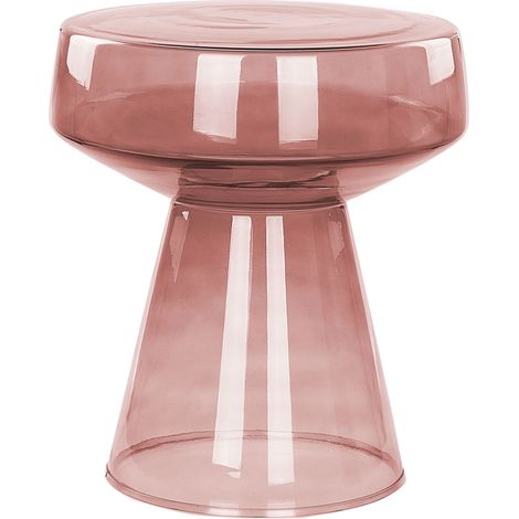 Mesa de centro de cristal con estilo moderno transparente rojo oscuro y forma redonda Laguna (1/5)