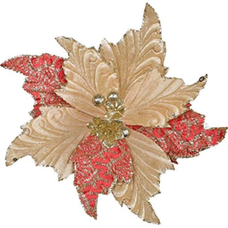 Poinsettias artificiels, fleurs de poinsettia pailletées, centres de table floraux, décorations de Noël, fleurs pour sapin de Noël-Gold (1/5)
