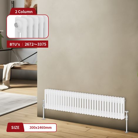 Warmehaus Traditional Radiator Double Column White 300 x 1460mm (1/5)