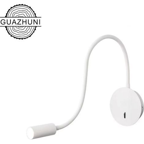 Aplique de pared con luz de lectura LED de 3W y 3000K, lámpara de lectura con cuello de cisne (blanca) (1/5)