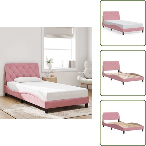 Cuscino testiera - vidaXL Giroletto senza Materasso Rosa 100x200 cm in Velluto - Letto rosa
