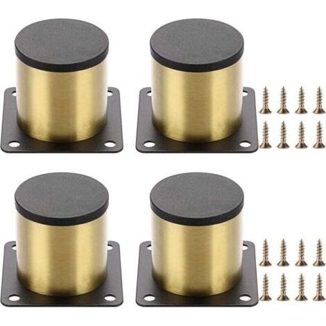 Lot de 4 pieds de meuble de 5 cm en acier inoxydable - Pour chaises, table, armoire, bureau, canapé, meubles - Avec vis - Montage facile - Rond (doré) (1/5)