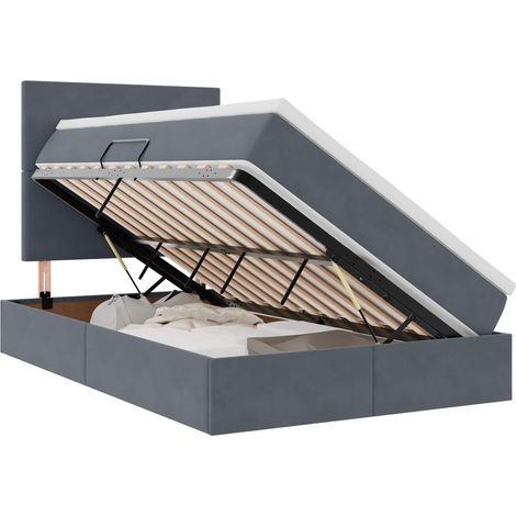 Maison Exclusive - Letto con contenitore LED e materasso Grigio Scuro 120 x 200 cm