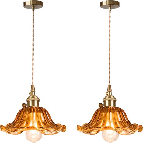 2PCS Lámpara Colgante De Vidrio Lámpara De Techo Interior Vintage Plafones Retro Lámpara Colgante Moderna Marrón