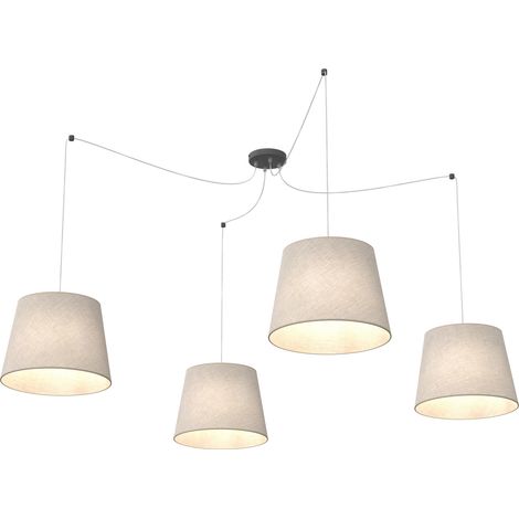 Sospensione 4 Luci Ascot Con Fermacavi E Paralumi Beige (1/3)