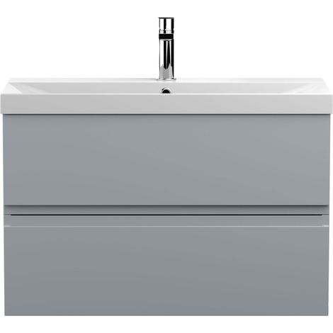Hudson Reed Urban Wall Hung 2-Drawer Vanity Unit with Basin 3 Satin Grey - 800mm Wide (1/5)