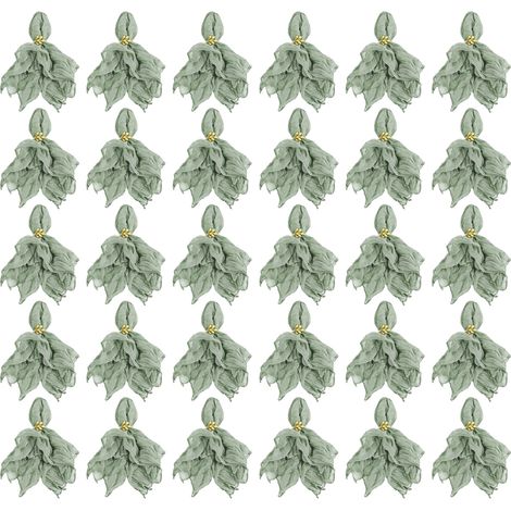 Lot de 30 serviettes de table pliables vertes bohèmes, chemin de table vert sauge 50x50cm