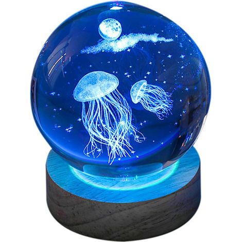 Boule de cristal lumineuse 3D avec socle en bois, idéale pour les fêtes de fin d'année, les réunions de classe et les anniversaires d'enfants. (1/5)