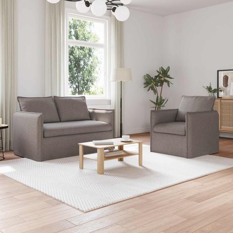 Sofa Set 2 pcs Taupe 136 x 82 x 85 cm Stoff
