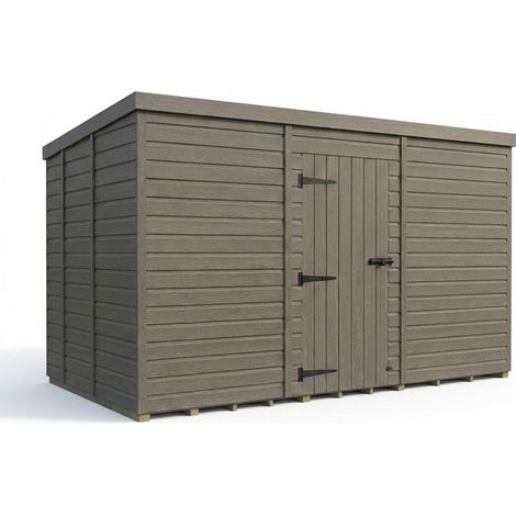14ft x 9ft Composite Pent Garden Shed Single Door No Windows - Composite - L427 x W274 x H210 cm - Grey