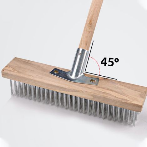 Brosse de ponçage robuste à poils en nylon pour surfaces rugueuses. Élimine la neige, la poussière et les saletés des allées, marches, patios, terrasses, carrelages et béton. Longueur : 30 cm. (1/5)