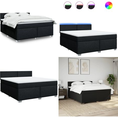 Giroletto a Molle con Materasso Nero 180x200 cm in Tessuto - Materasso a molle insacchettate - Giroletto con testiera