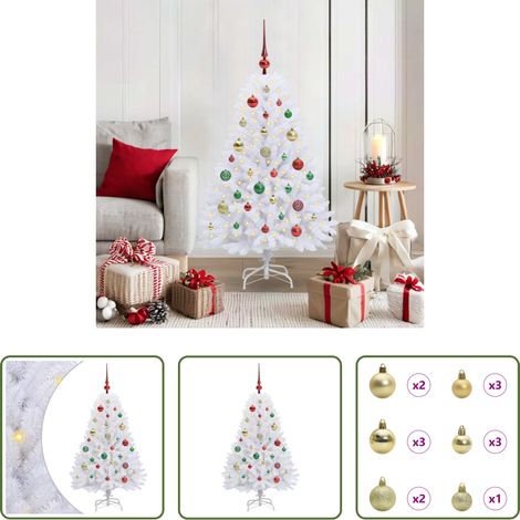vidaXL Faltbaum -  Künstlicher klappbarer Weihnachtsbaum Weiß 120 cm PVC und Stahl