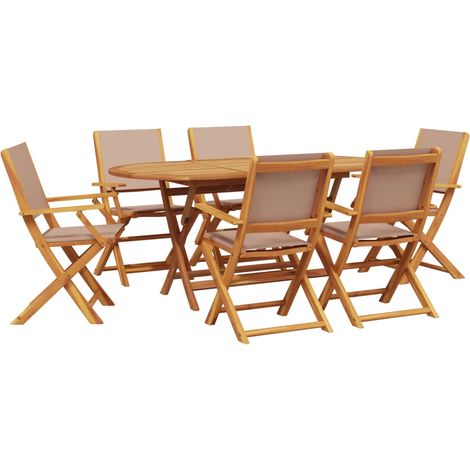 Maison Exclusive - 7-tlg. Garten-Essgruppe Stoff und Massivholz T