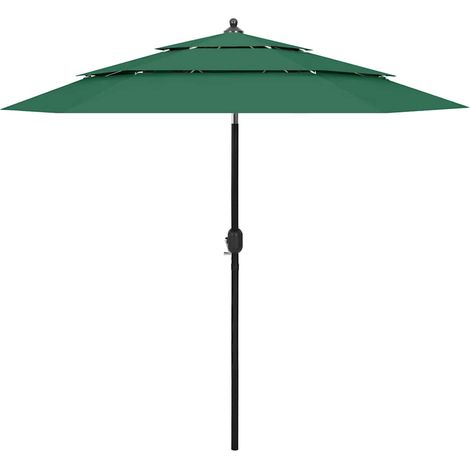 Sonnenschirm mit Aluminium-Mast 3-lagig Grün 2,5 m